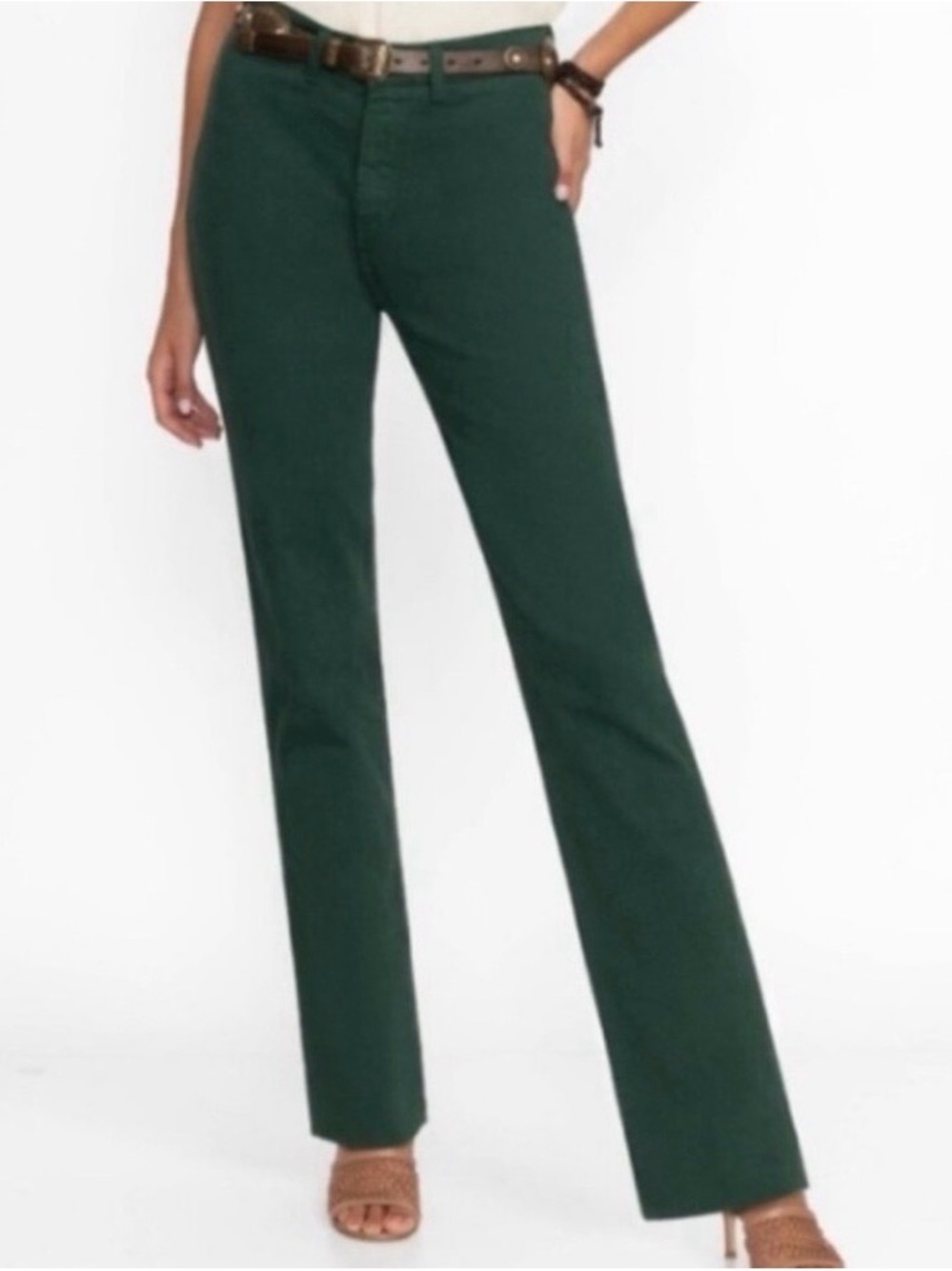 #647 Johnny Was Forest Green Straight-Leg Jeans. NWT